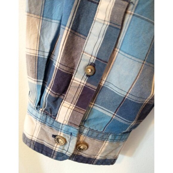 CARHARTT Men's Shirt Button Down Long Sleeve Blue Plaid Relaxed Fit Cotton - 2XL - Picture 6 of 7